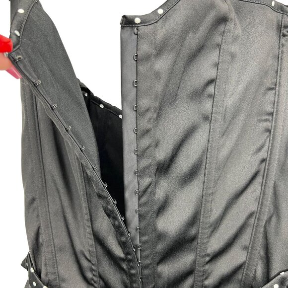 Y2K Charlotte Russe Black Polka Dot Corset Top L - Picture 7 of 8